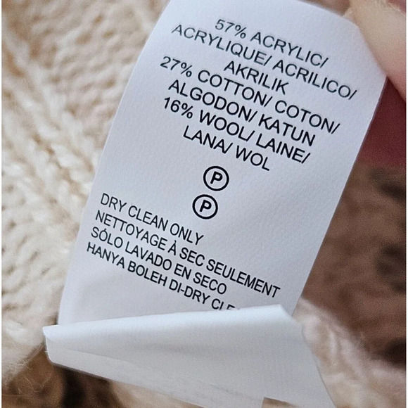 Lucky Brand Ivory Cable Knit Open Stitch Sweater Sz M Wool Blend High Low Boho - Picture 10 of 10